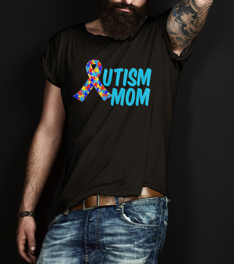Autism Mom Puzzle Ribbon Awareness T-Shirt