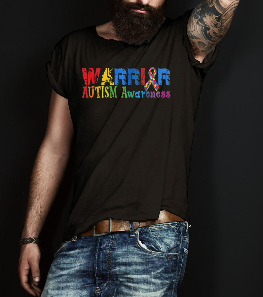 Warrior Autism Awareness Colorful Puzzle T-Shirt