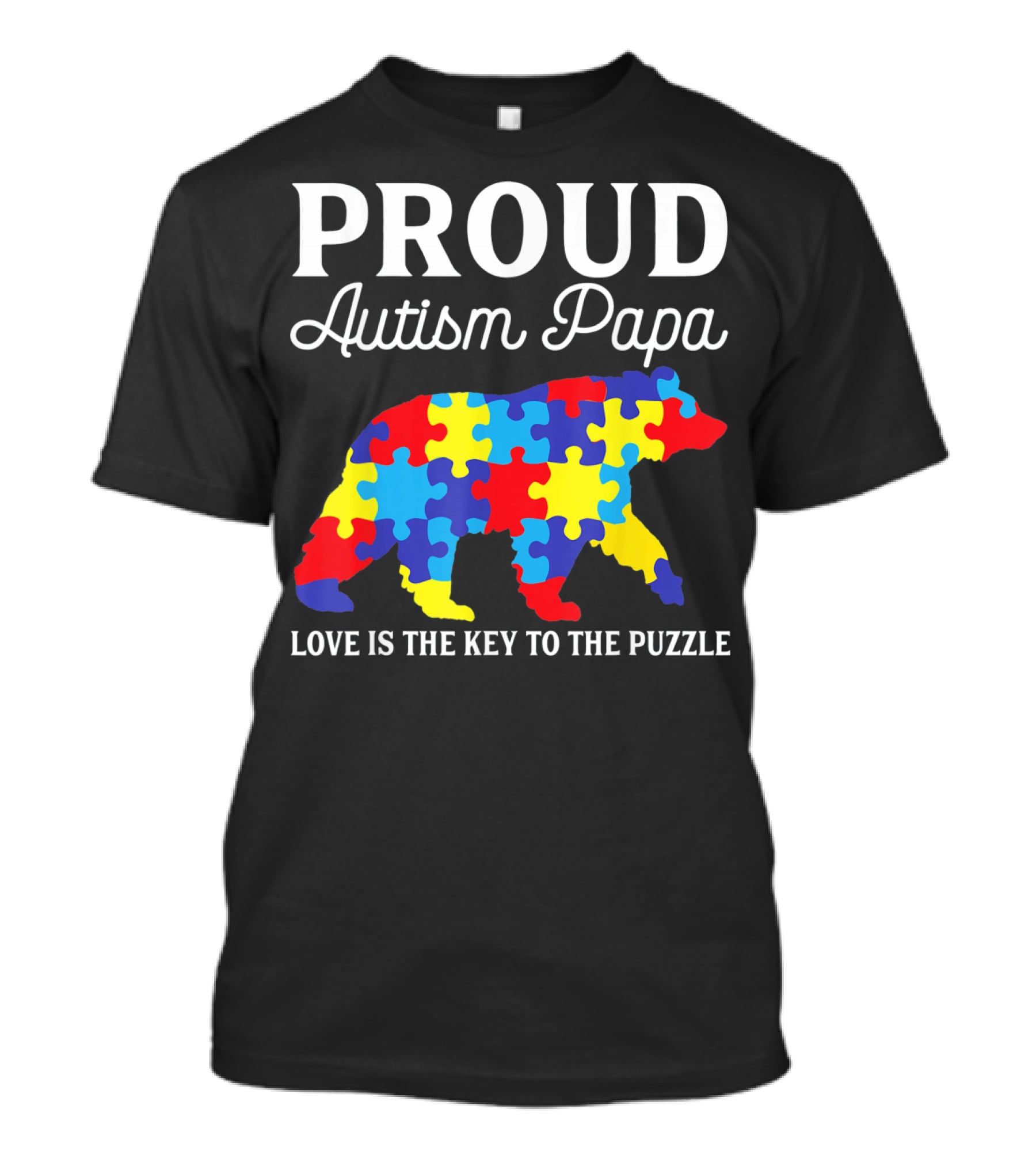Proud Autism Papa Love Is The Key To The Puzzle T-Shirt