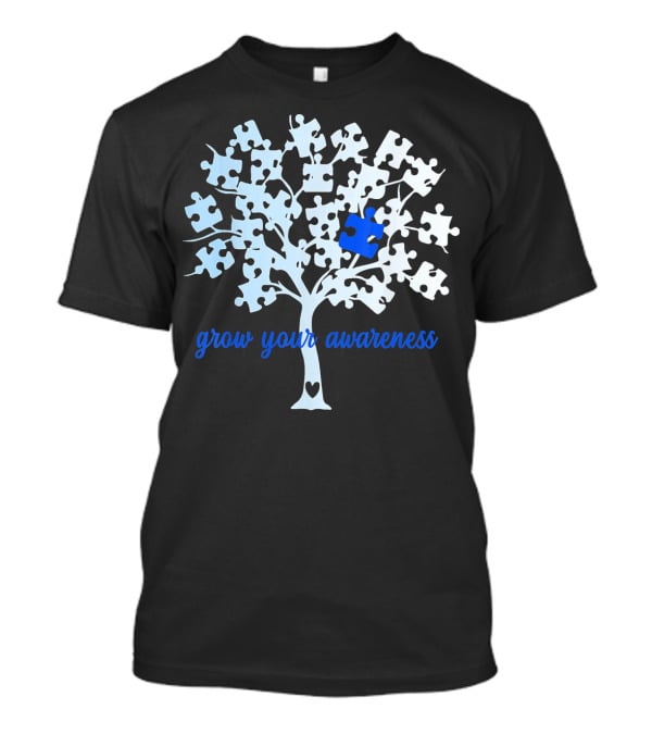 Grow Your Awareness Puzzle Tree Autism Heart T-Shirt