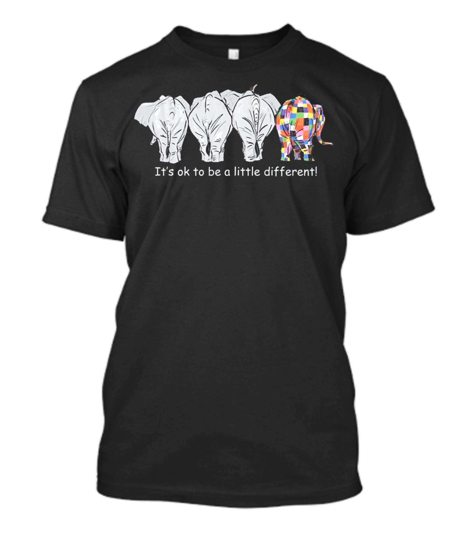 It's Ok To Be A Little Different Autism Colorful Elephant T-Shirt