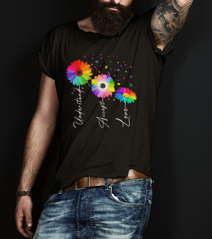 Autism Awareness Daisy Flower Accept Understand Love T-Shirt