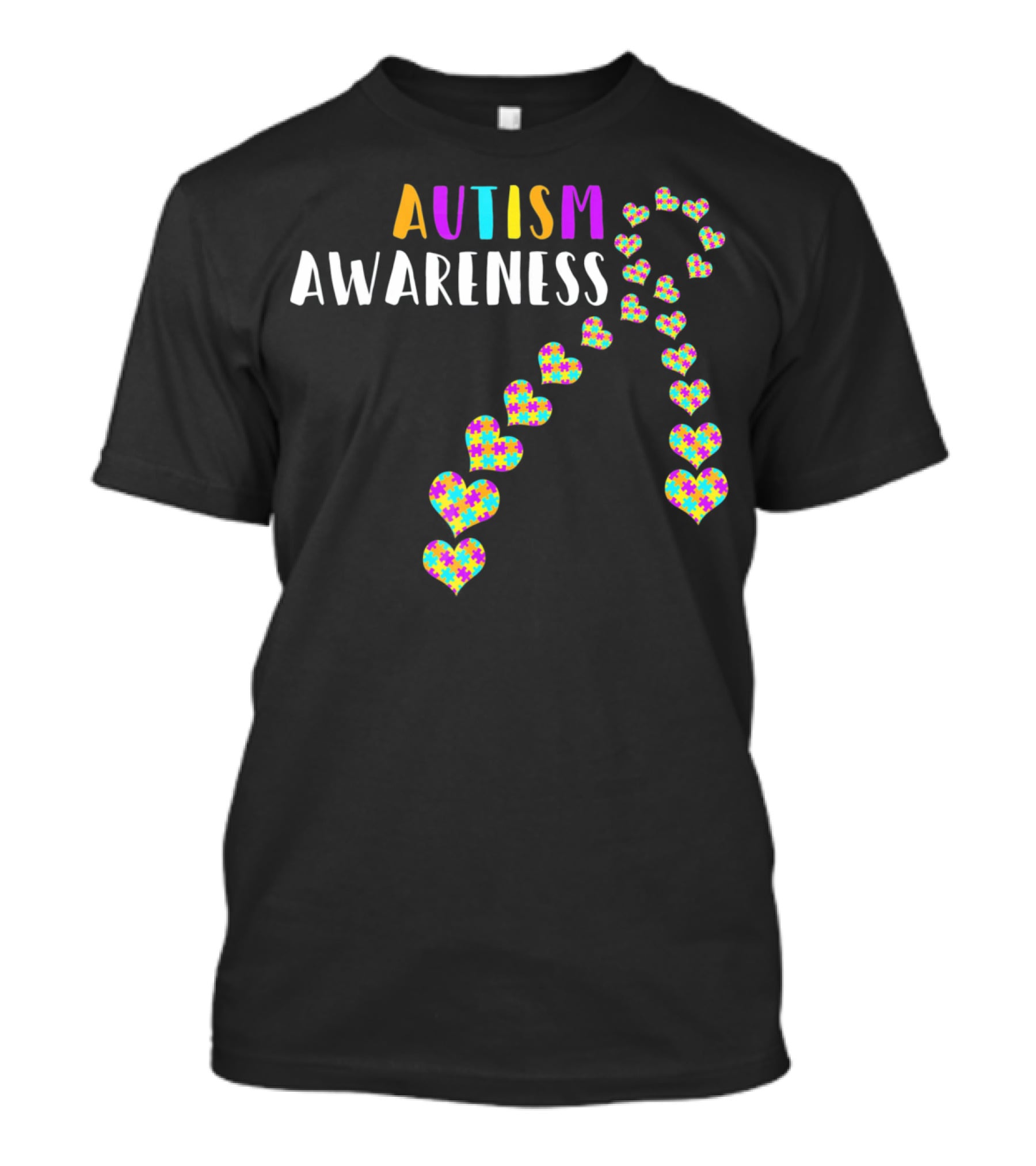Autism Awareness Ribbon With Heart Puzzle T-Shirt