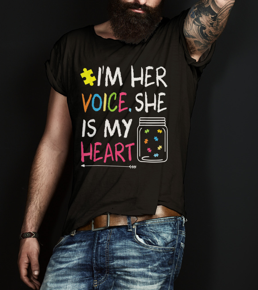 I'm Her Voice She Is My Heart Autism Puzzle Jar T-Shirt