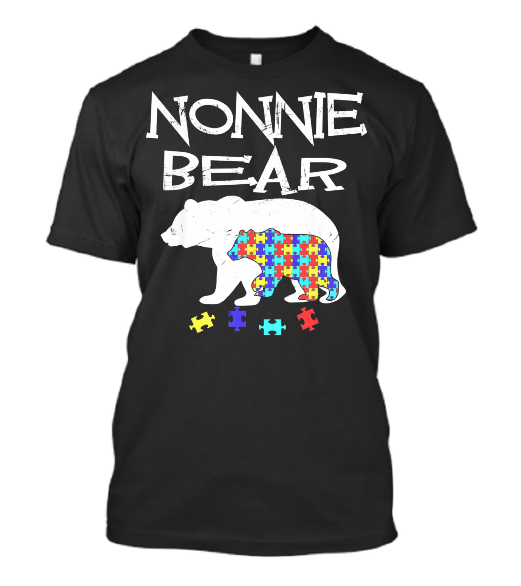 Nonnie Bear Autism Awareness Puzzle Bear T-Shirt