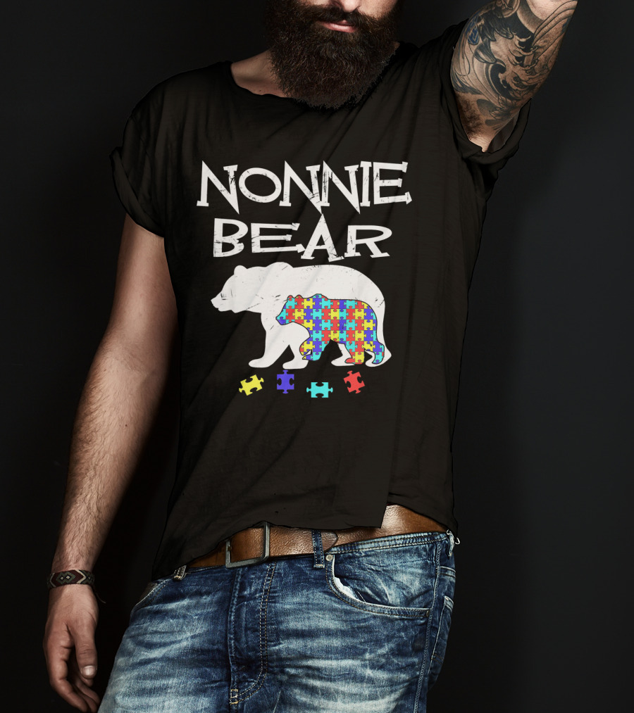 Nonnie Bear Autism Awareness Puzzle Bear T-Shirt