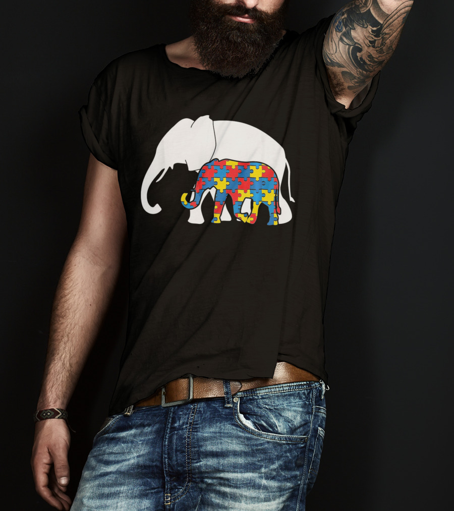 Autism Awareness Puzzle Elephant T-Shirt