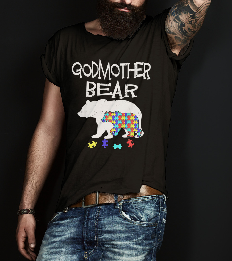 Godmother Bear Puzzle Autism Awareness T-Shirt