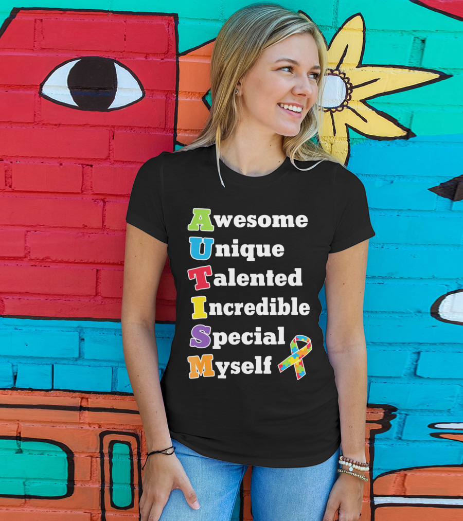 Autism Awesome Unique Talented Incredible Special Myself Awareness Puzzle T-Shirt