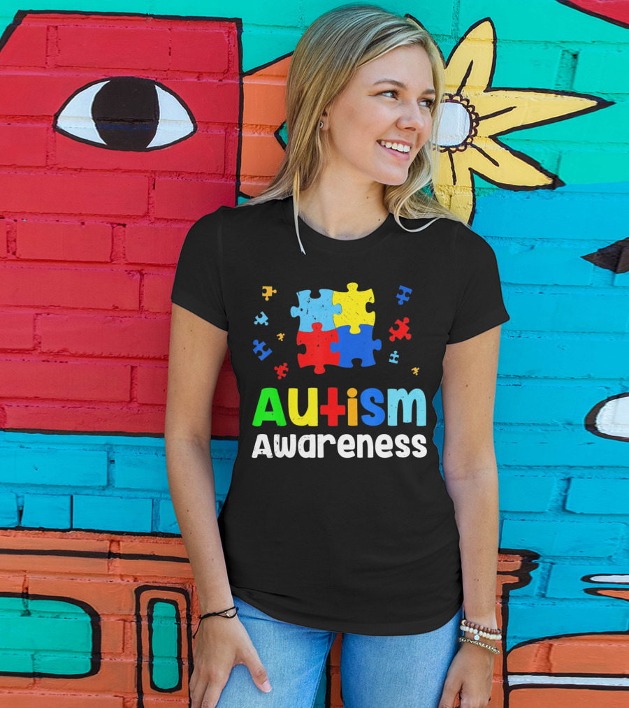 Autism Awareness Puzzle Pieces Heart Aut T-Shirt