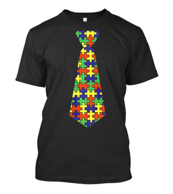 Autism Awareness Puzzle Pattern Neck Tie Support T-Shirt
