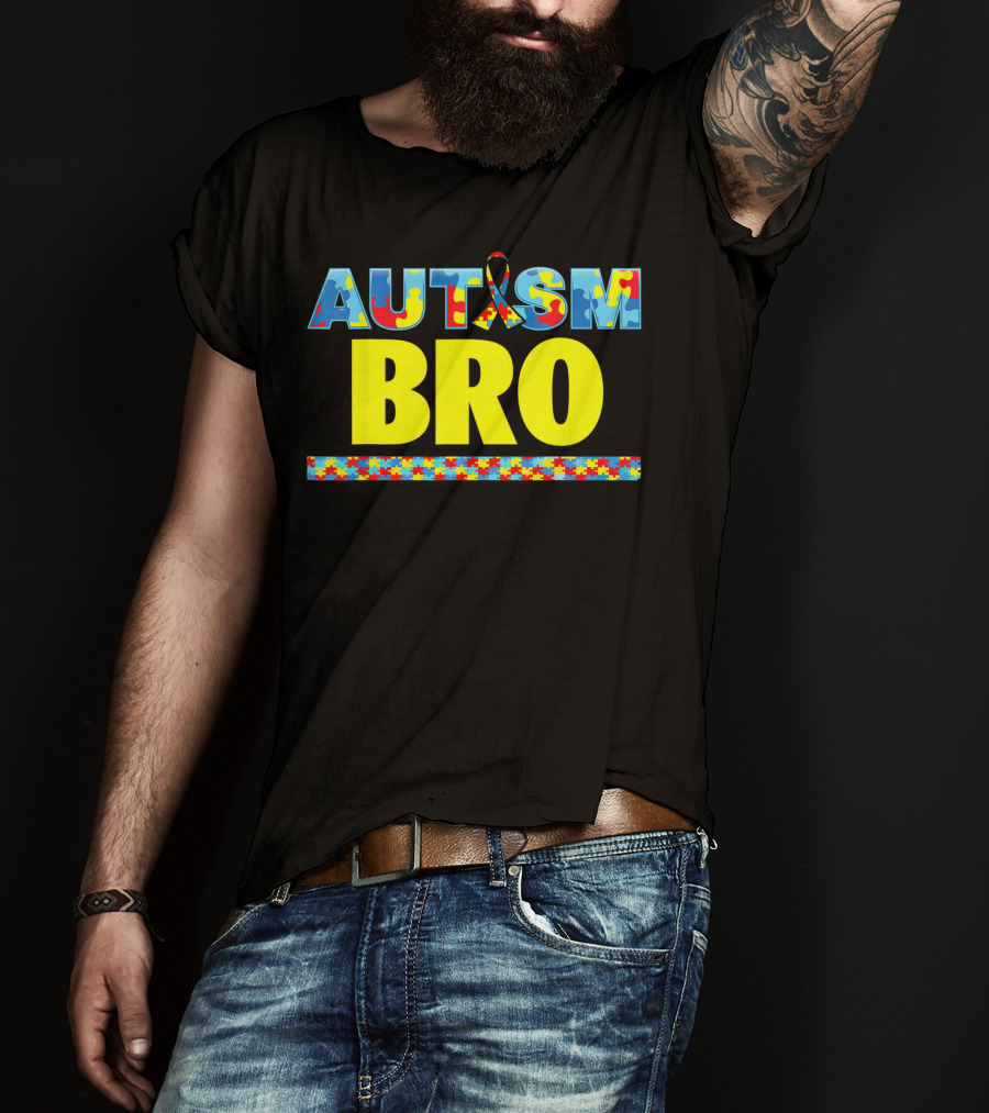 Autism Puzzle Ribbon Bro Brother Awareness Support T-Shirt