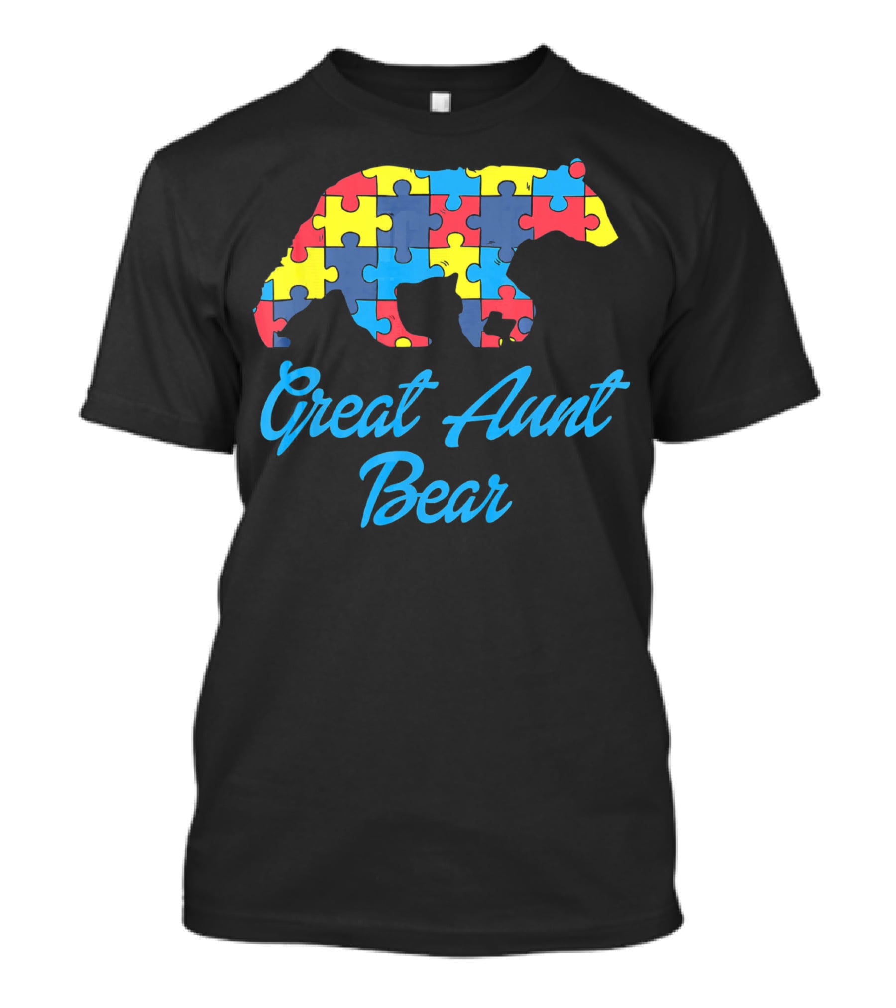 Great Aunt Bear Autism Awareness Puzzle T-Shirt