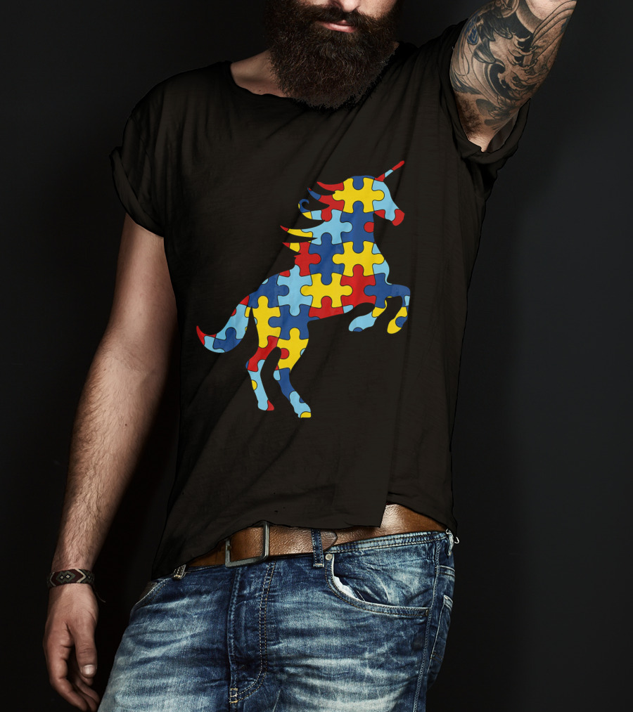 Autism Awareness Day Unicorn Puzzle T-Shirt