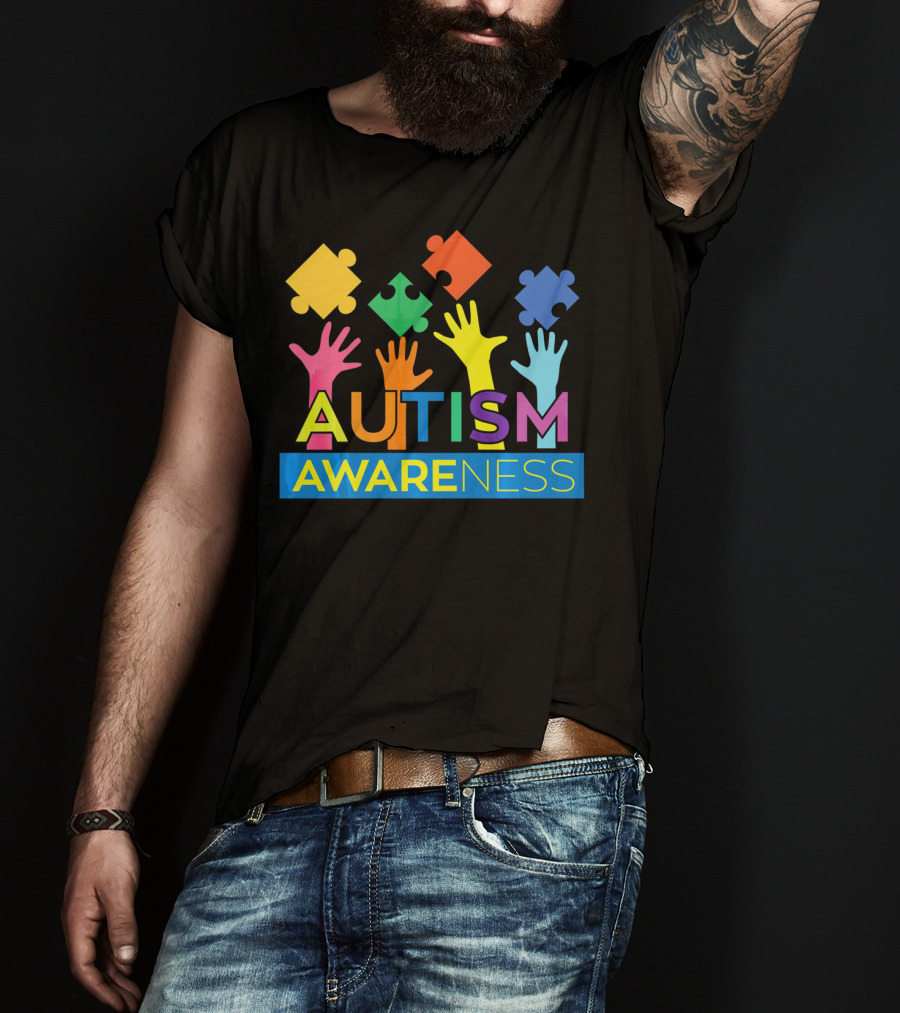 Autism Awareness Colorful Puzzle Hands T-Shirt