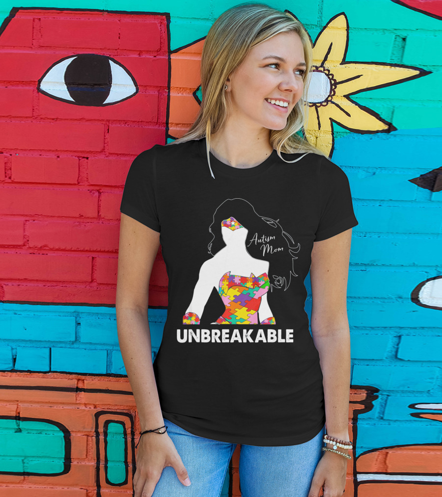 Autism Mom Unbreakable Puzzle Piece Empowerment T-Shirt