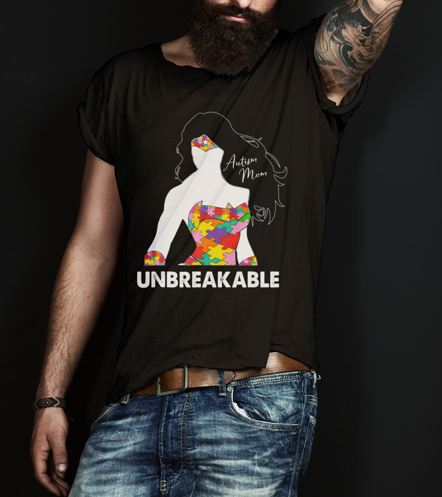 Autism Mom Unbreakable Puzzle Piece Empowerment T-Shirt