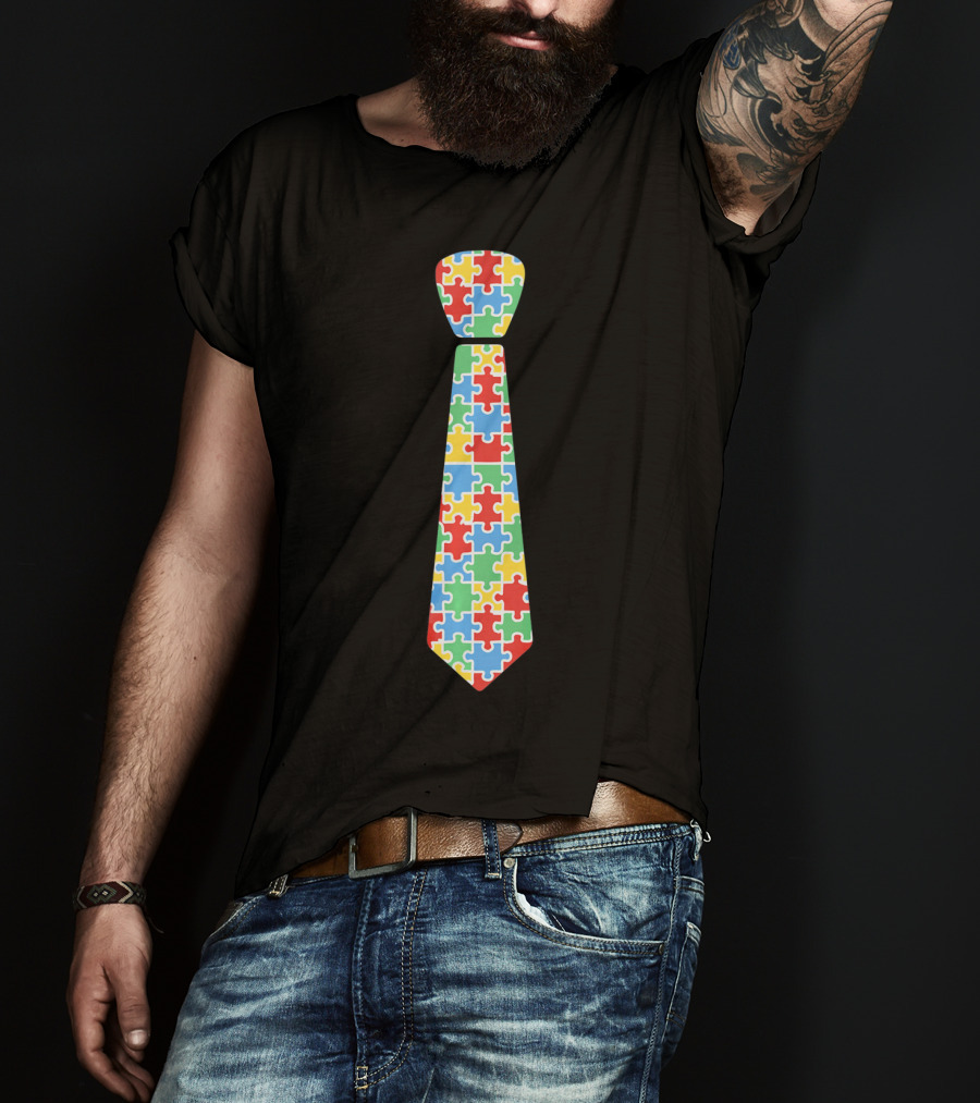 Autism Awareness Puzzle Piece Necktie T-Shirt