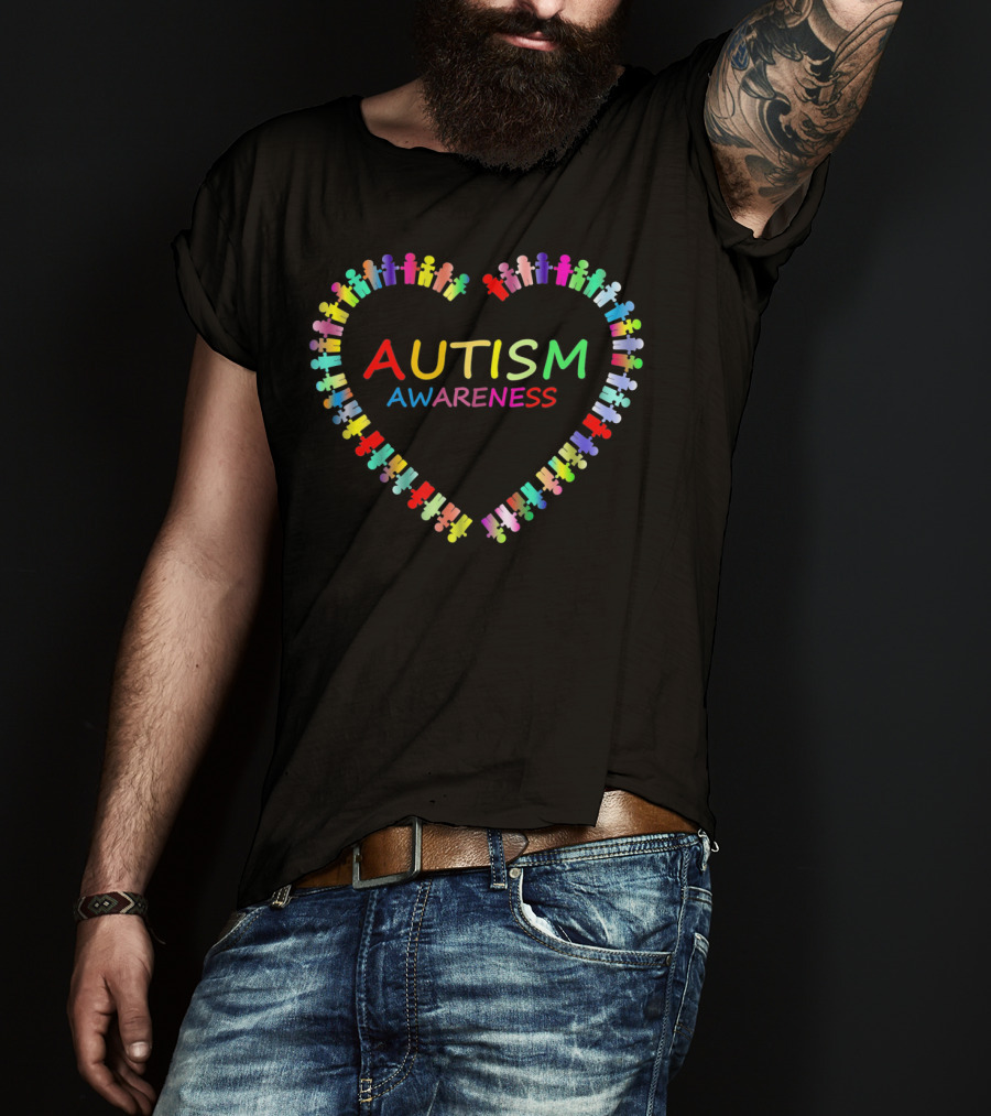 Autism Awareness Multicolor Heart Puzzle Piece T-Shirt