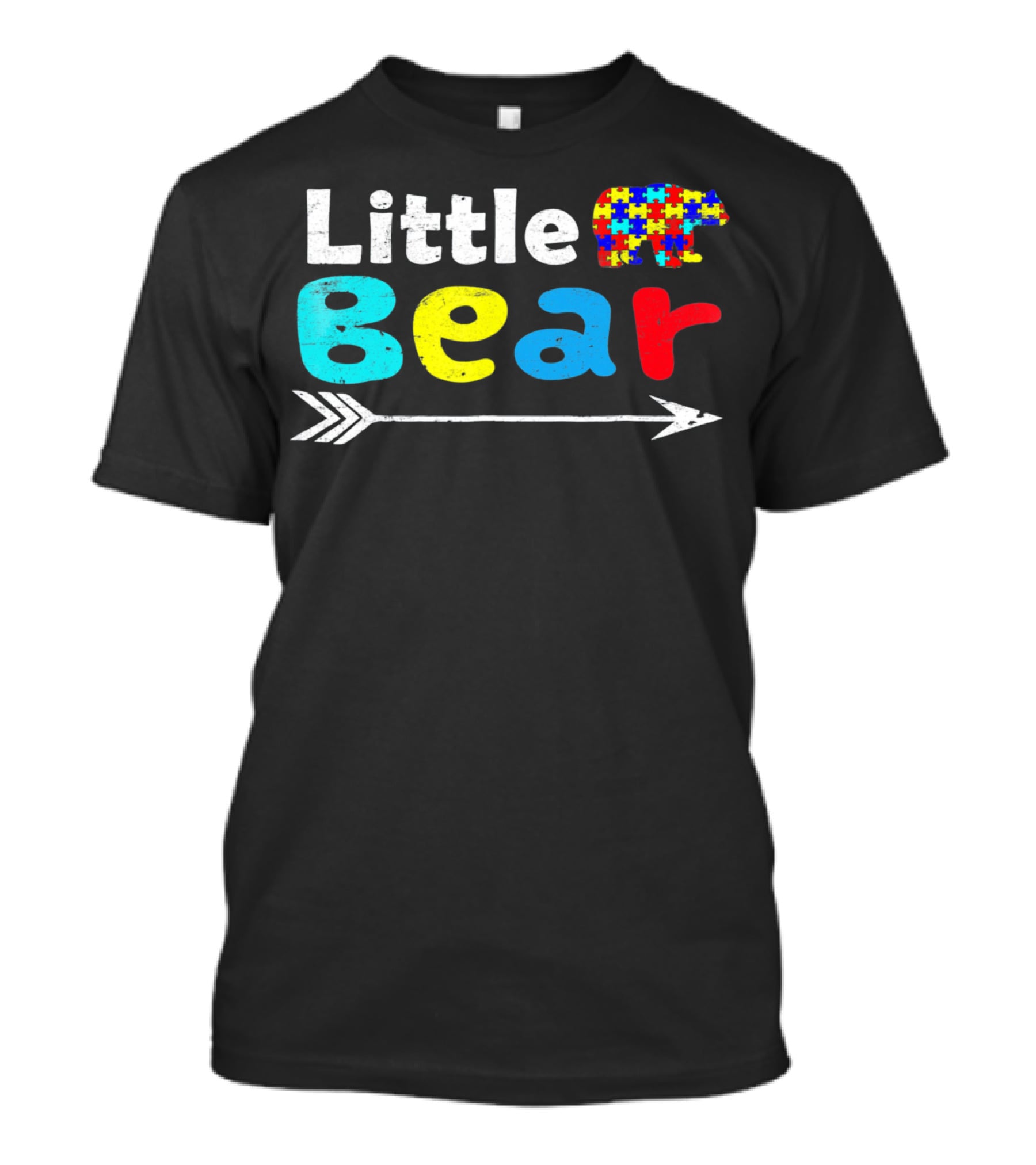 Little Bear Autism Awareness Puzzle Pattern Arrow T-Shirt