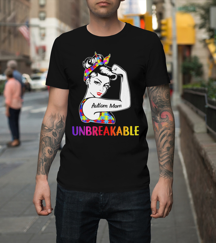 Autism Mom Unbreakable Puzzle Pattern Awareness Rosie T-Shirt
