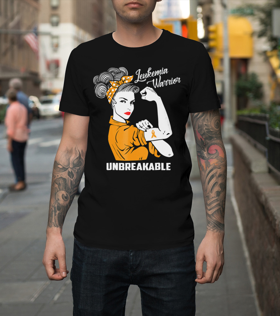 Leukemia Warrior Unbreakable Rosie the Riveter T-Shirt