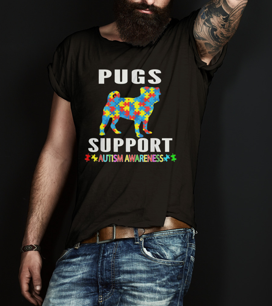 Pugs Support Autism Awareness Puzzle T-Shirt