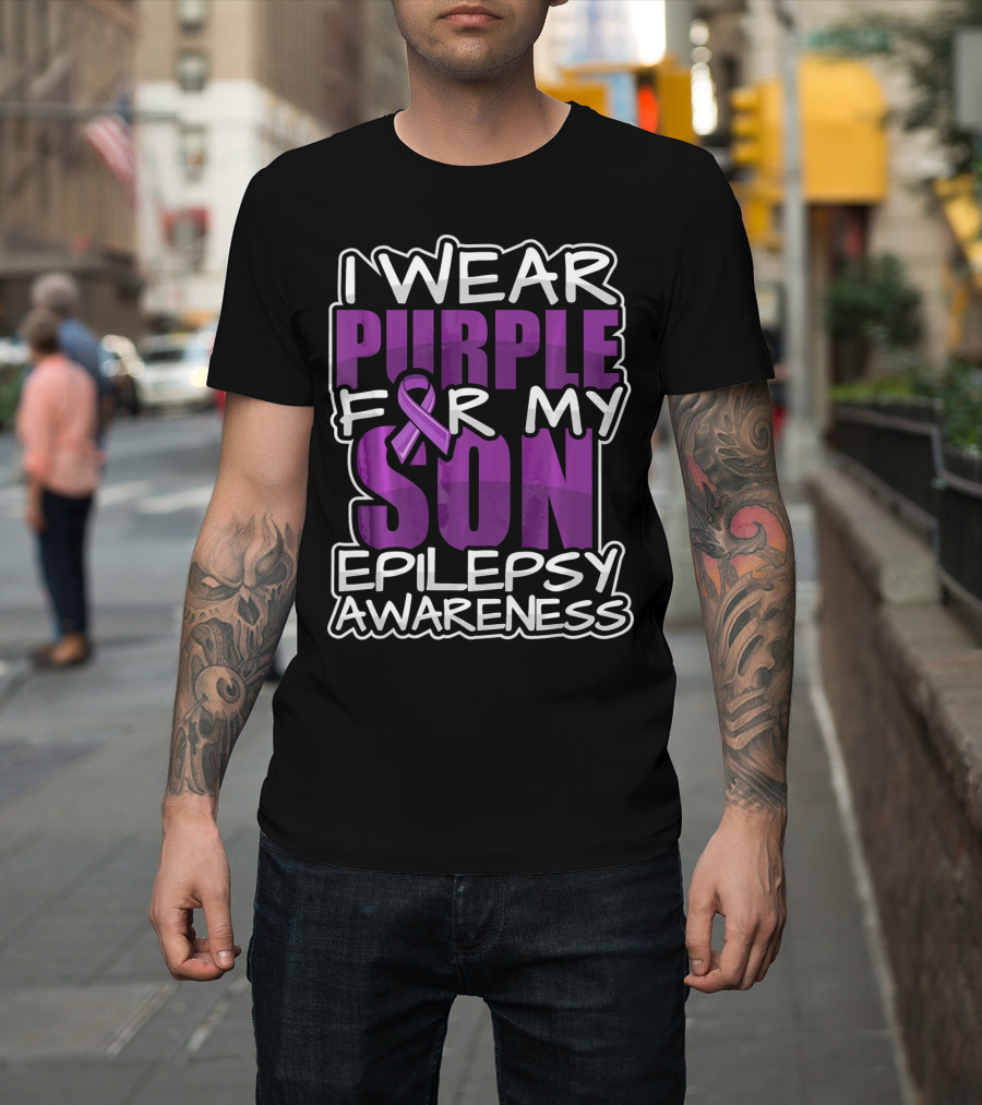 I Wear Purple For My Son Epilepsy Awareness T-Shirt