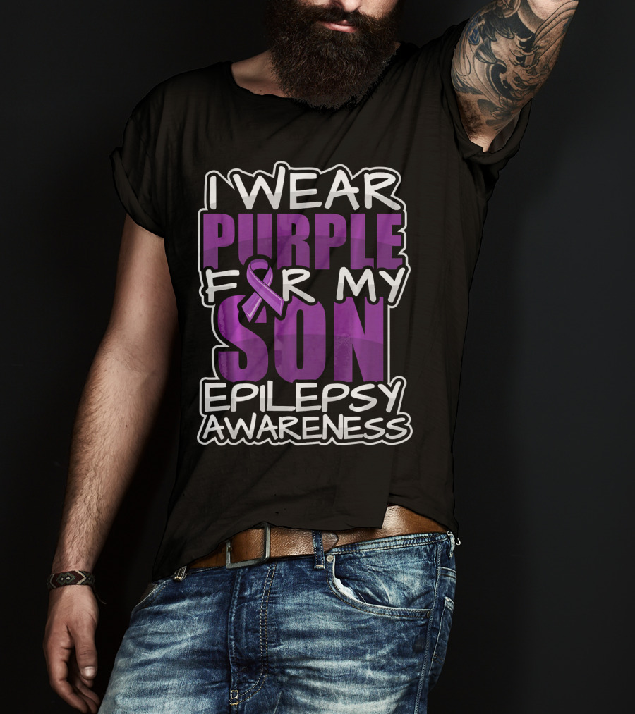 I Wear Purple For My Son Epilepsy Awareness T-Shirt