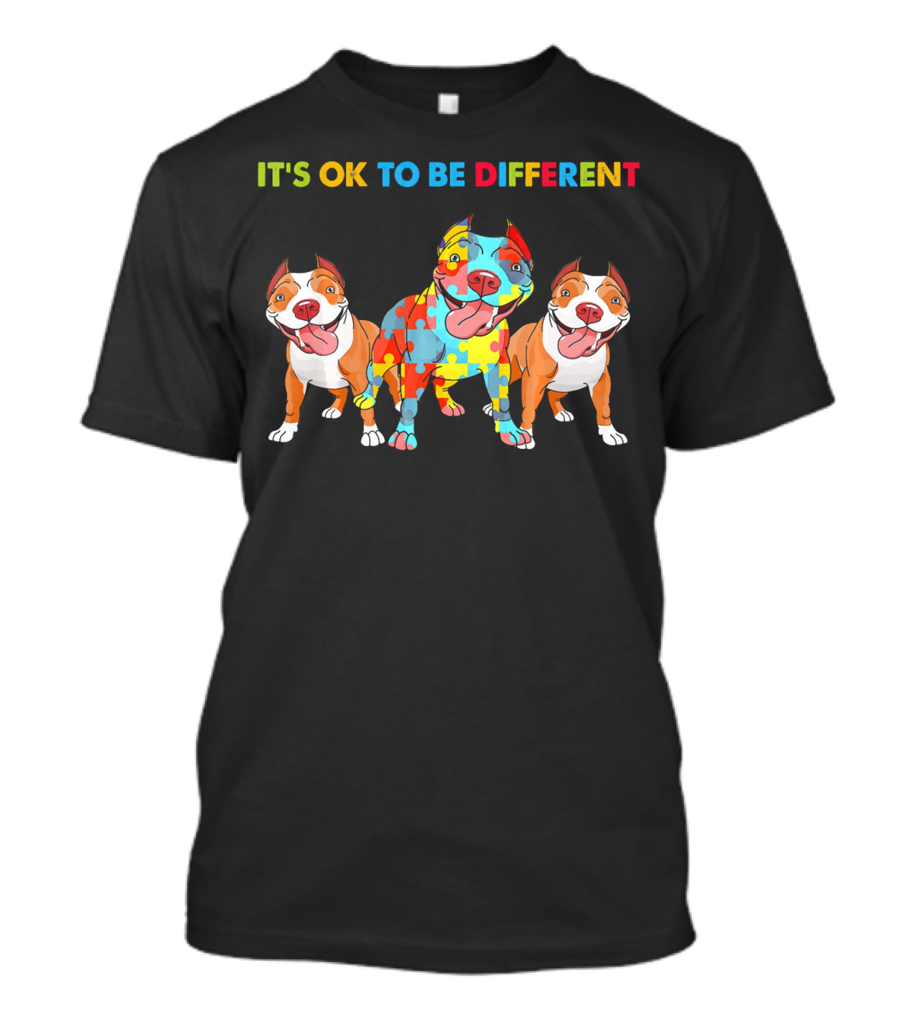 It's OK To Be Different Autism Awareness Pitbull Dogs Lovers T-Shirt
