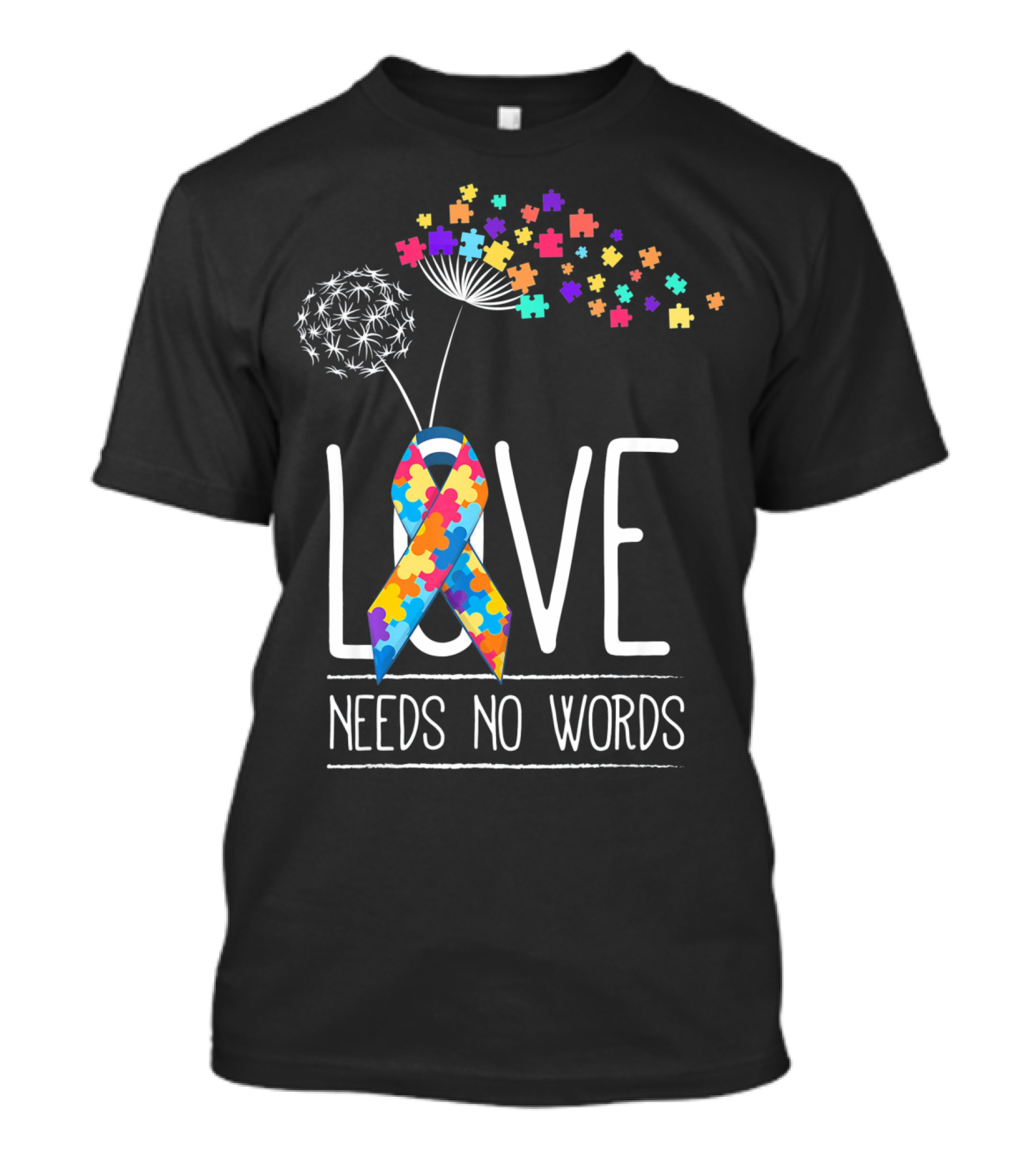 Autism Awareness Love Needs No Words Puzzle T-Shirt
