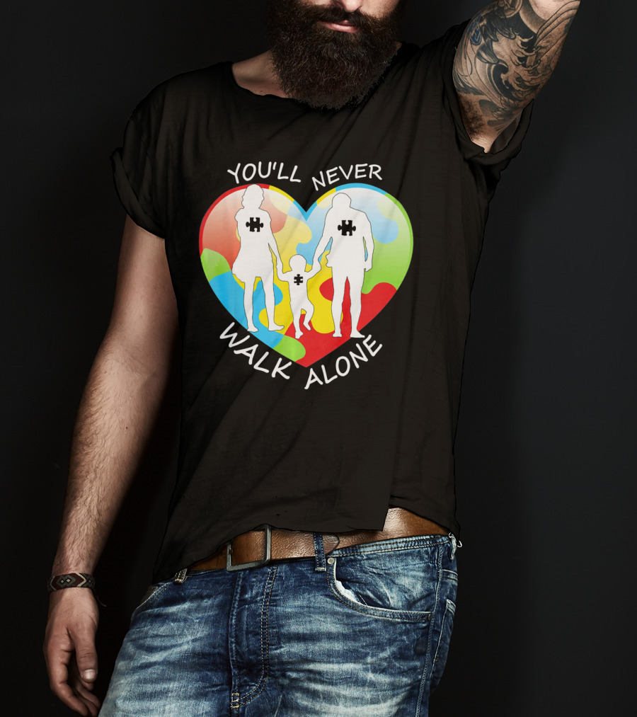 You'll Never Walk Alone Puzzle Family Heart T-Shirt