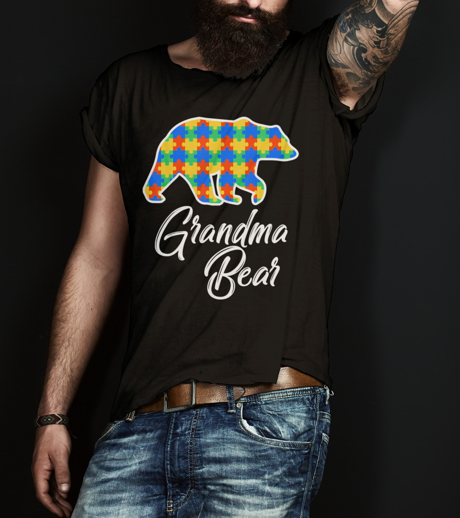 Grandma Bear Autism Puzzle Awareness T-Shirt