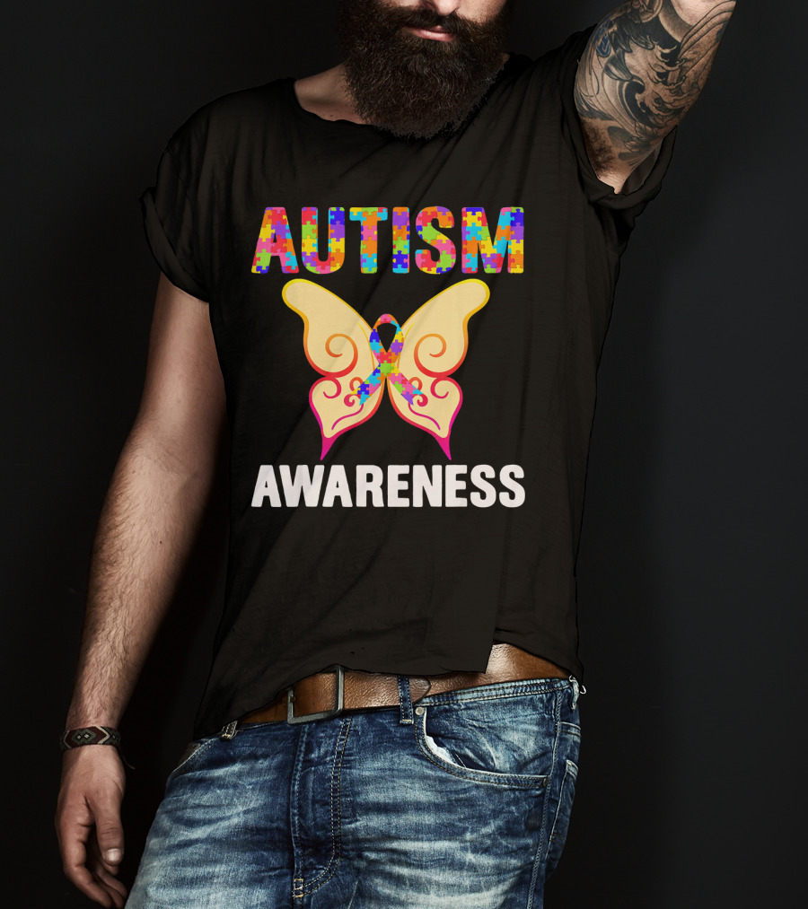 AUTISM AWARENESS Puzzle Piece Butterfly T-Shirt