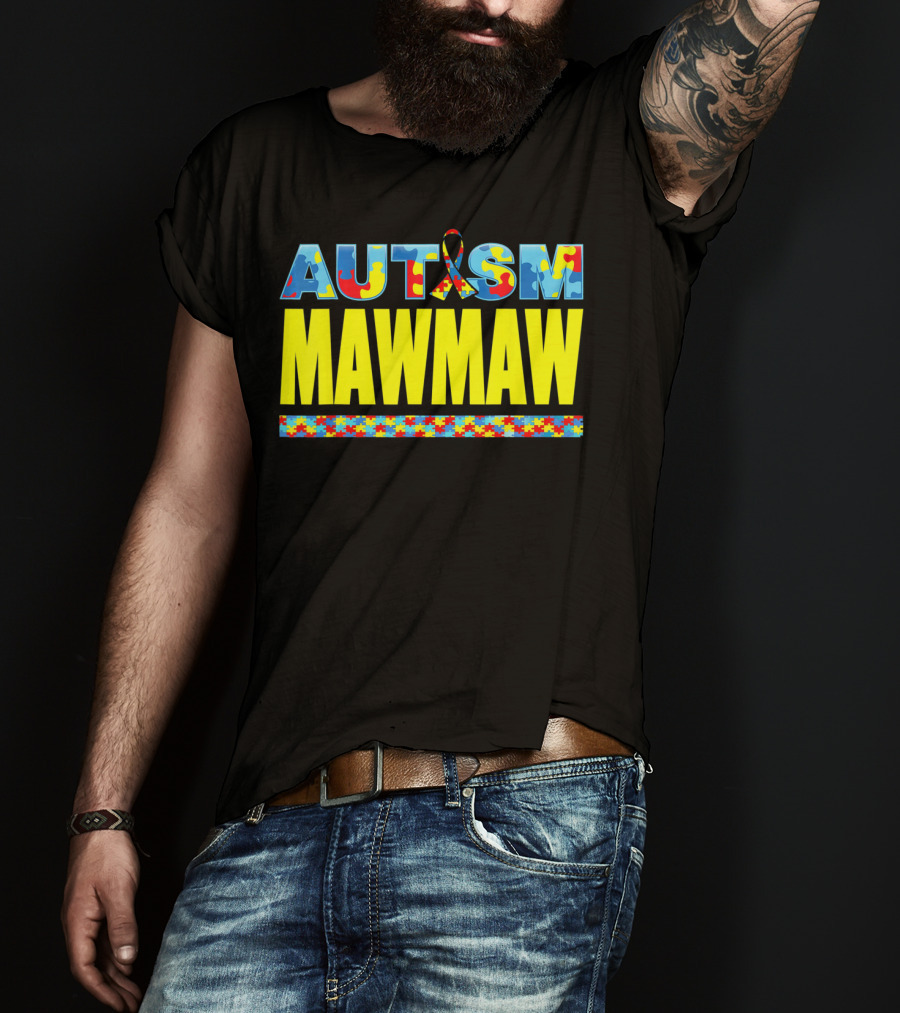 Autism Puzzle Ribbon Maw Maw Support Awareness T-Shirt