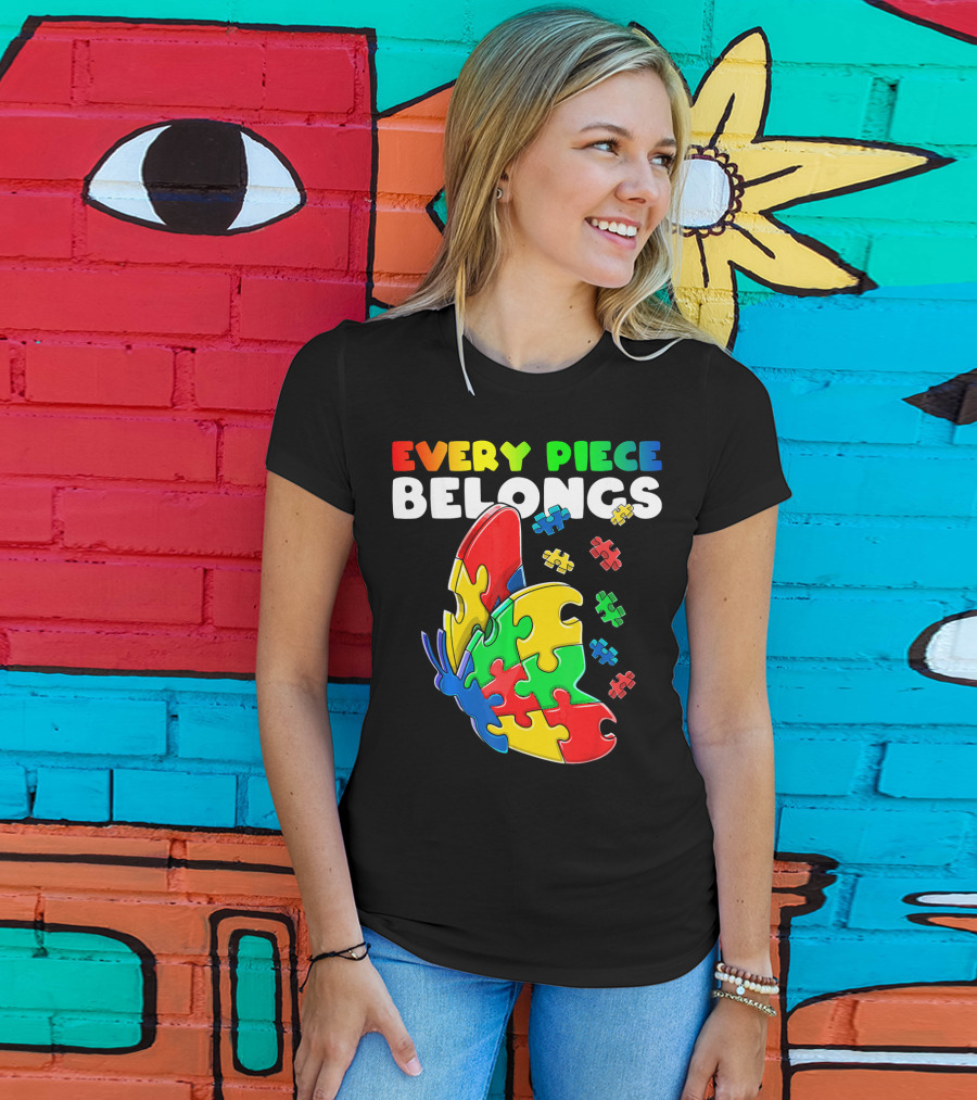 Every Piece Belongs Autism Awareness Butterfly Puzzle Pieces T-Shirt