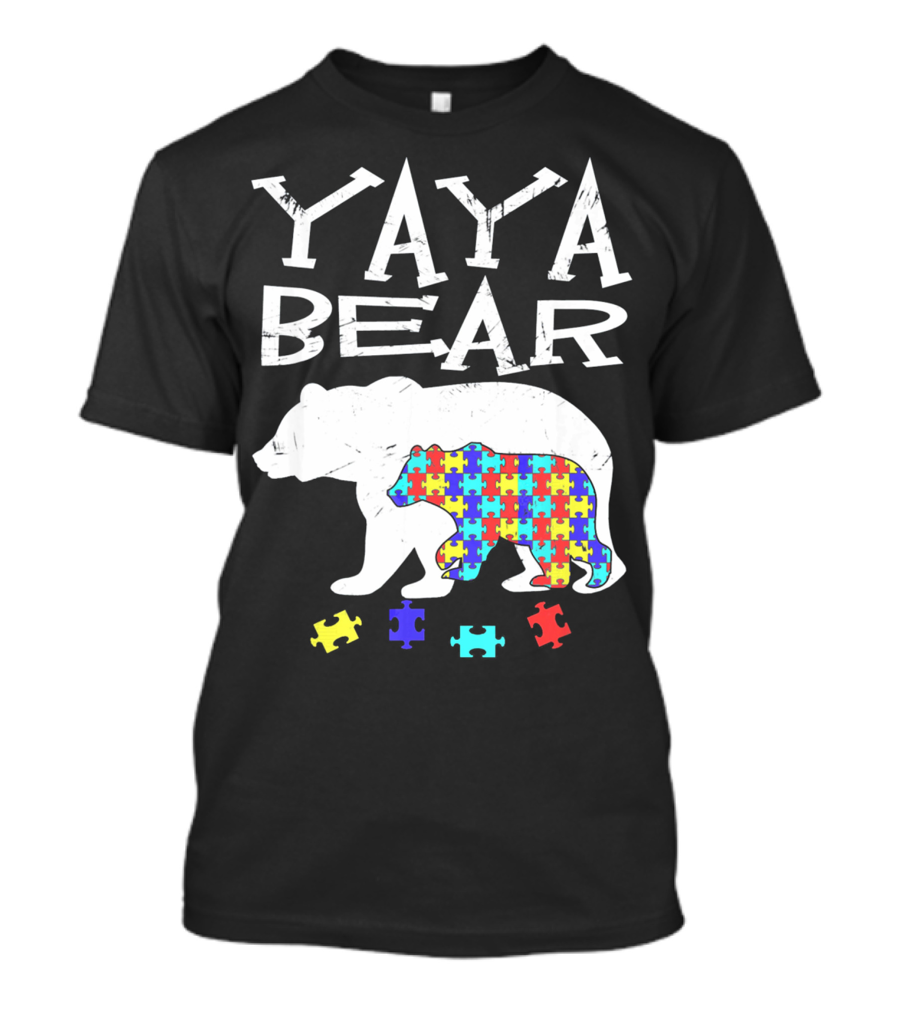 Yaya Bear Autism Awareness Puzzle Bear T-Shirt