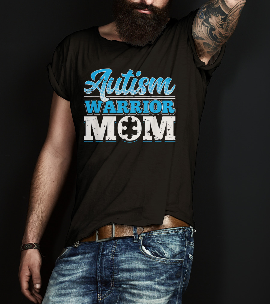 Autism Warrior Mom Awareness Puzzle Piece T-Shirt