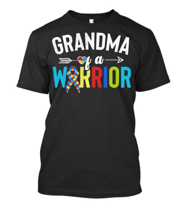 Grandma Of A Warrior Autism Heart Arrow Puzzle T-Shirt