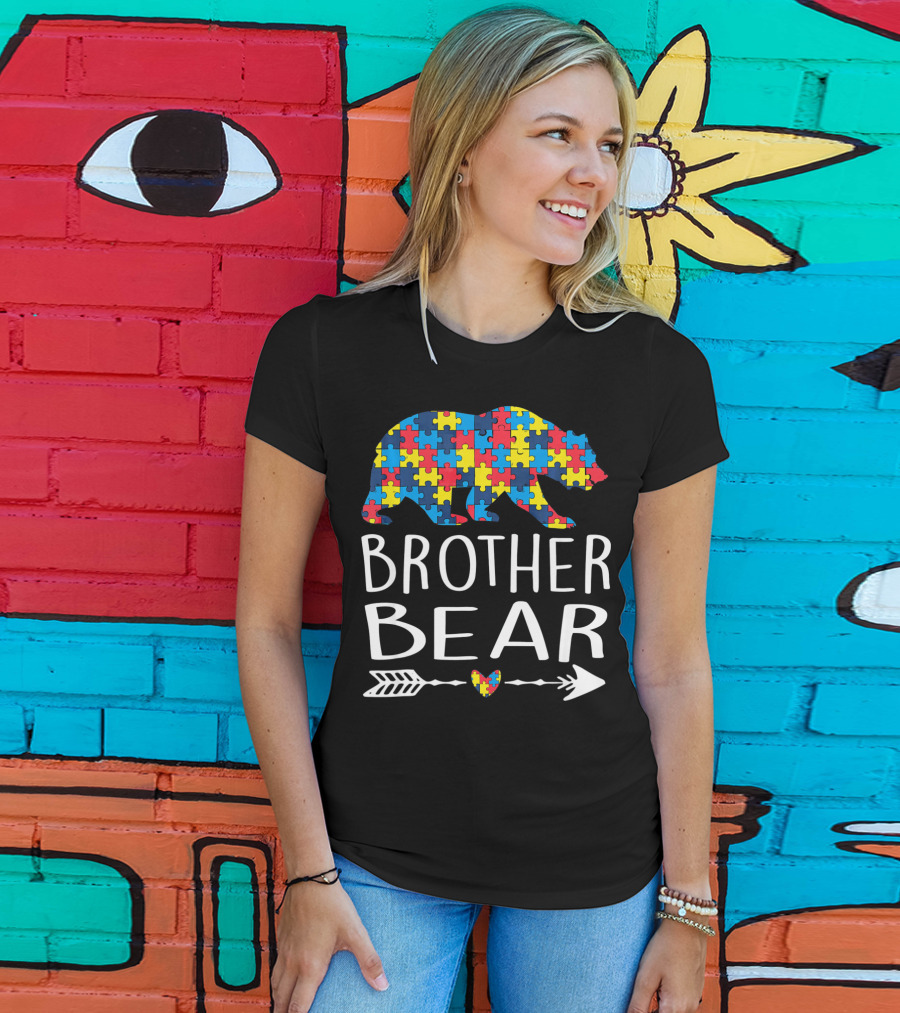 Brother Bear Autism Puzzle Heart Arrow T-Shirt
