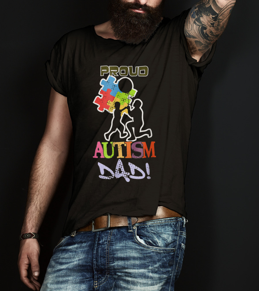 Proud Autism Dad Puzzle Piece Balloon T-Shirt