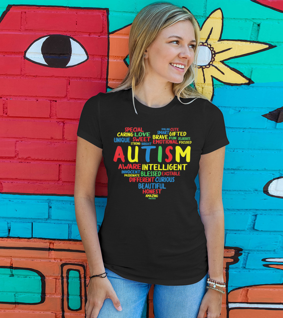 Autism Heart Intelligent Emotional Honest Caring Brave Unique Special T-Shirt