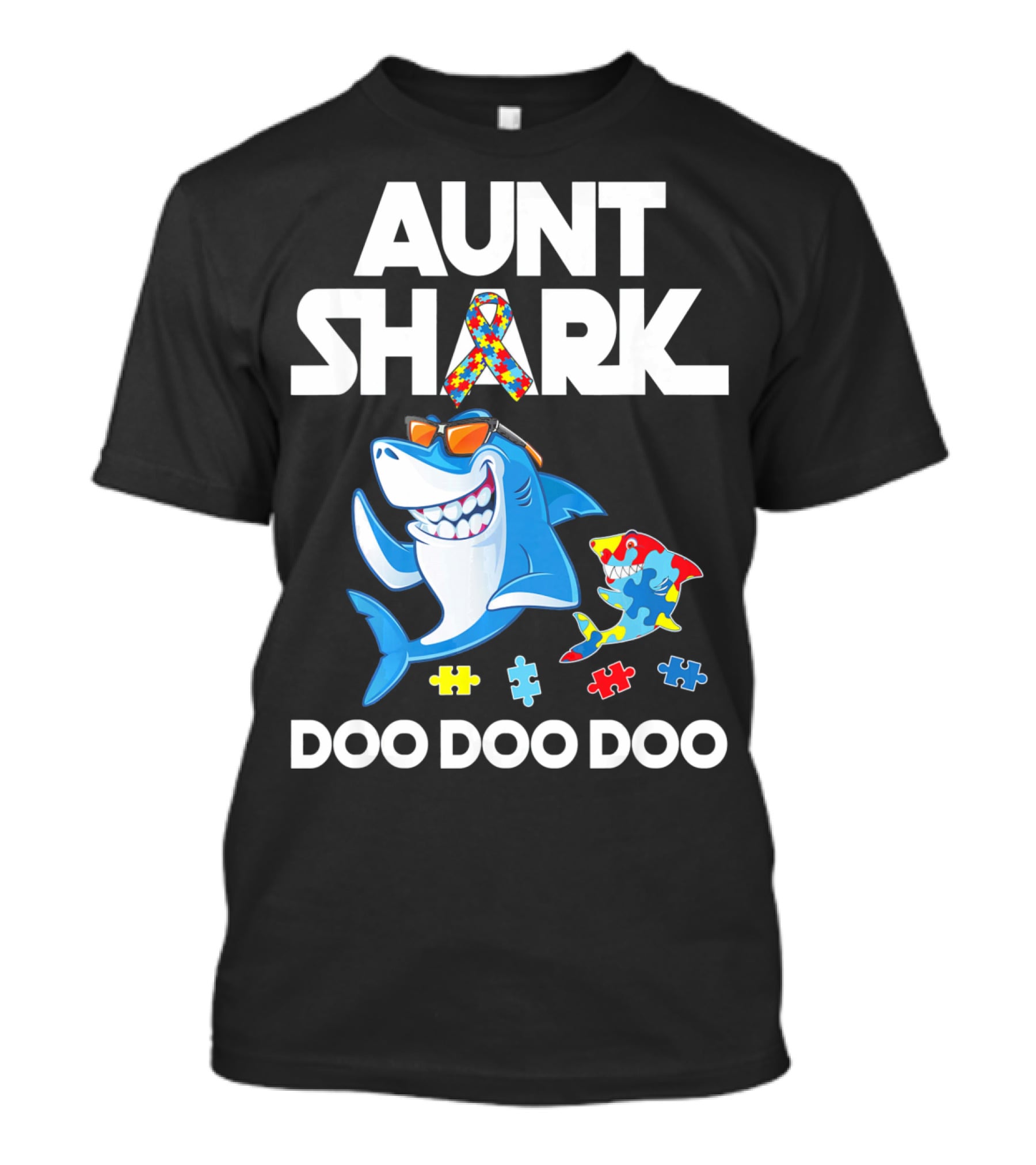 Aunt Shark Autism Awareness Doo Doo Doo T-Shirt