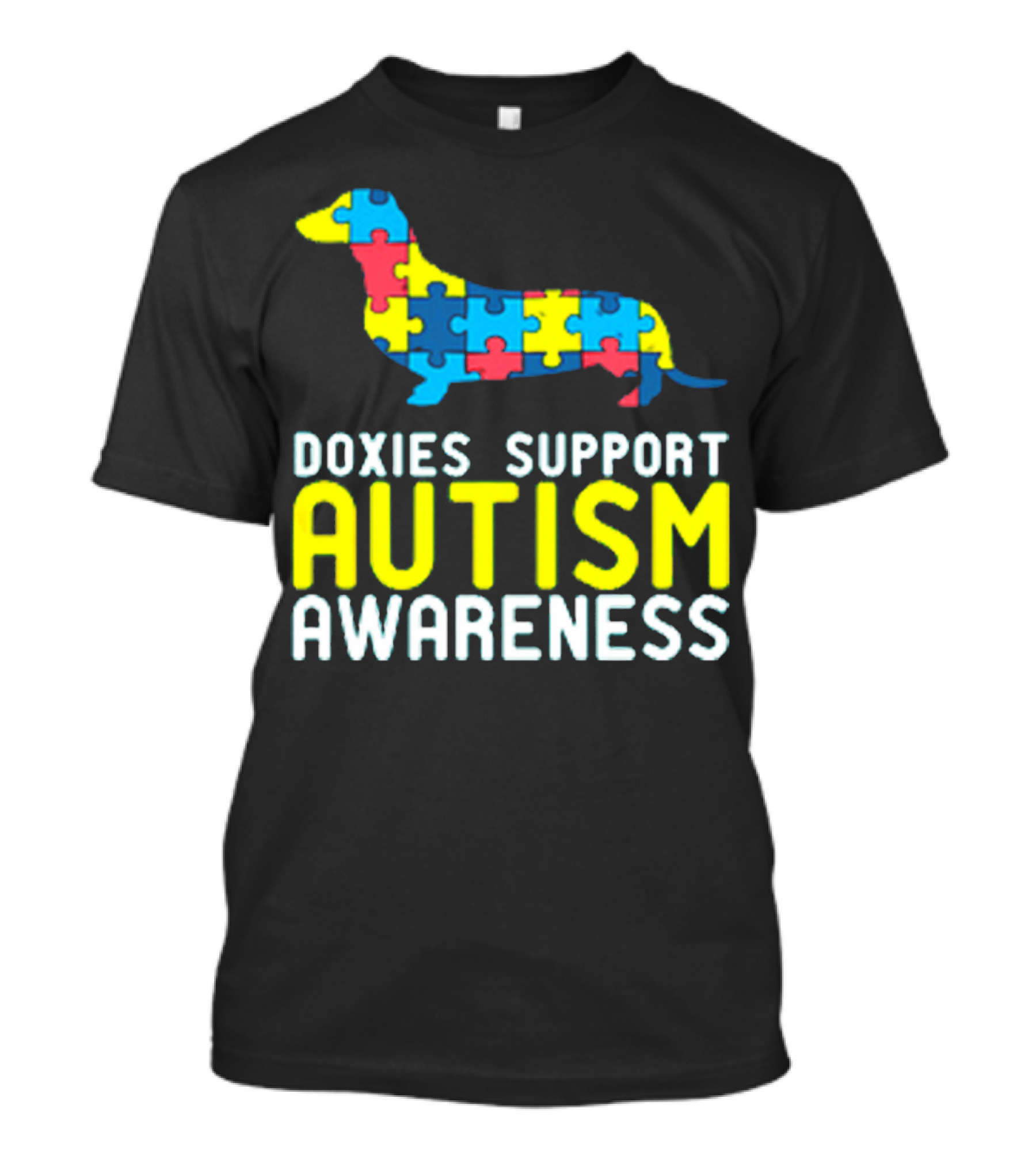 Doxies Support Autism Awareness Puzzle Piece Dachshund T-Shirt