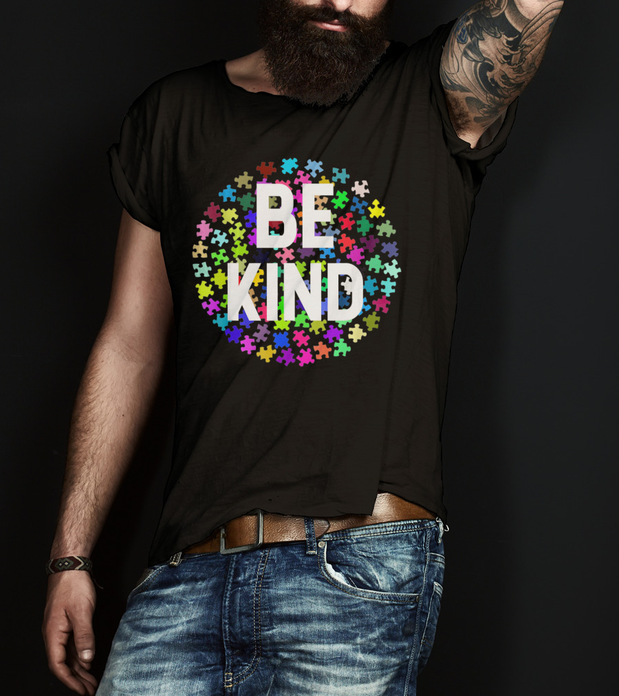 Be Kind Puzzle Pieces Autism Awareness T-Shirt