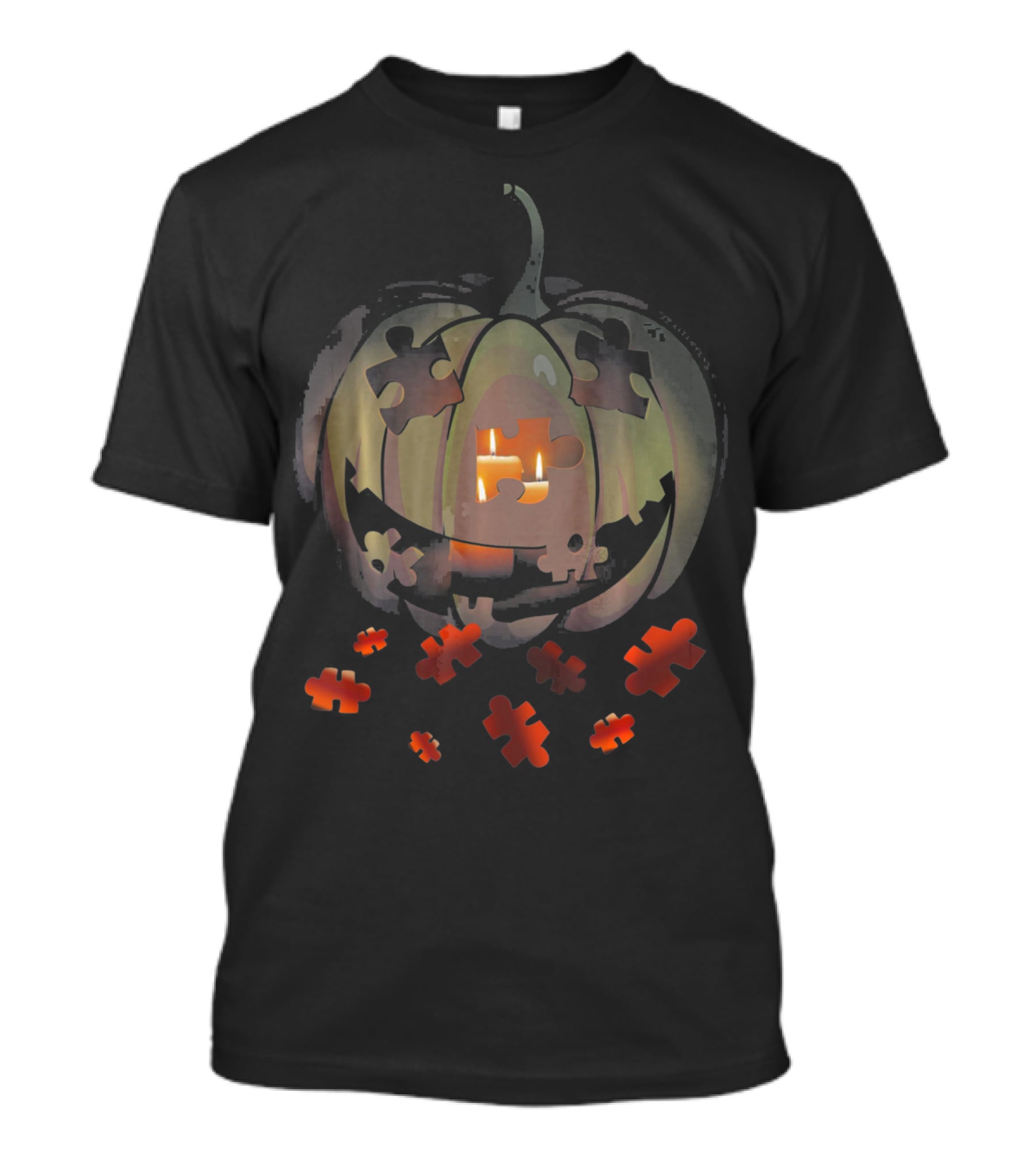 Puzzle Pumpkin Autism Awareness Halloween Jack-o'-Lantern T-Shirt