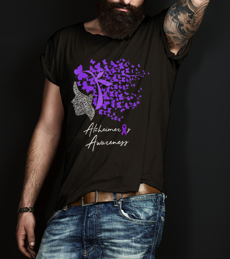 Alzheimers Awareness Hope Courage Faith Empowerment Butterfly T-Shirt