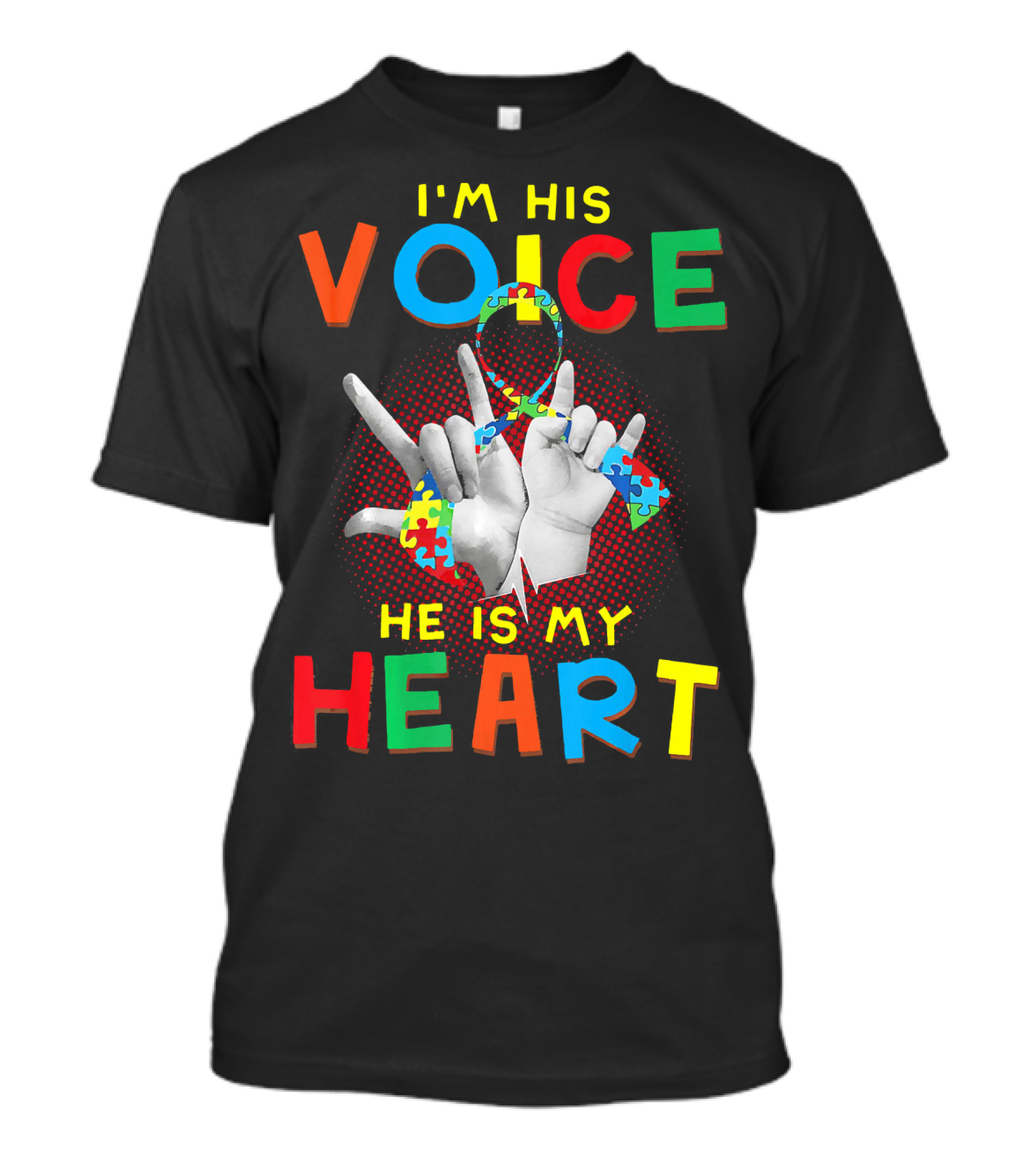 I'm His Voice He Is My Heart Autism Awareness Parents Autis T-Shirt