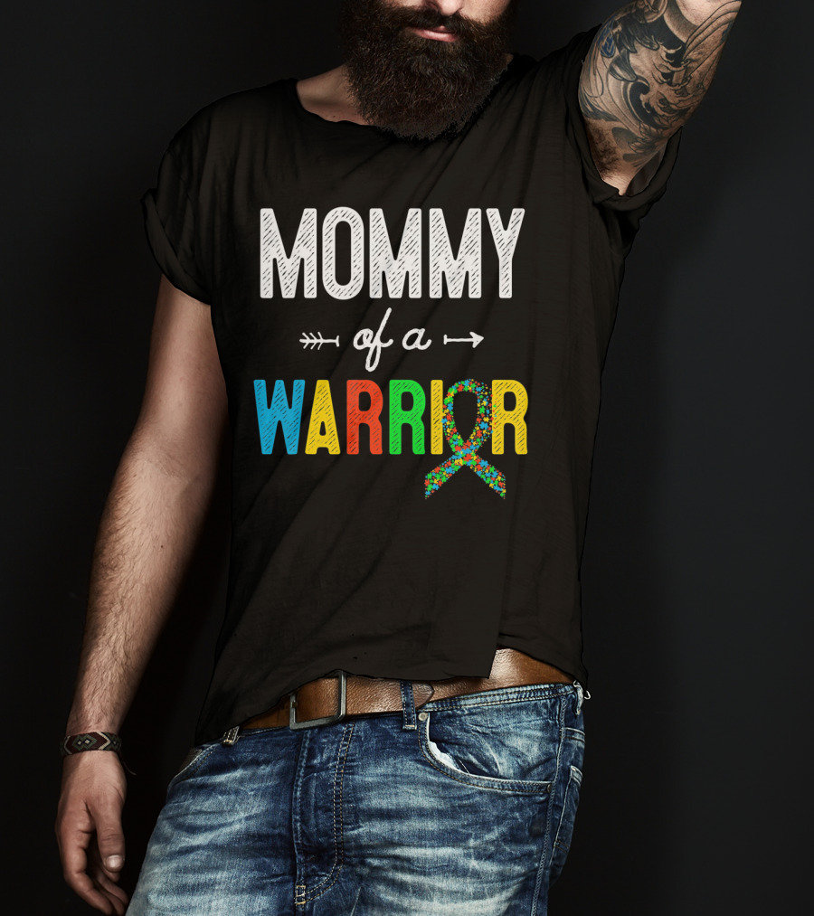 Mommy Of A Warrior Autism Awareness Puzzle T-Shirt