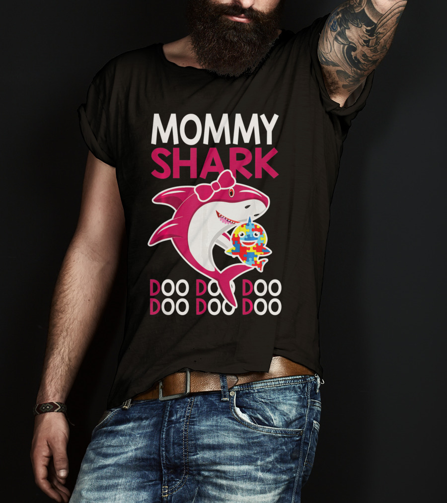 Mommy Shark Autism Awareness Doo Doo Doo T-Shirt